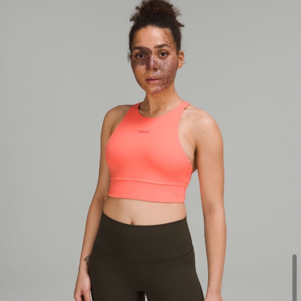Lululemon Energy High-Neck Longline Tough Bra – Raspberry Cream Size 8 (B–D Cup)